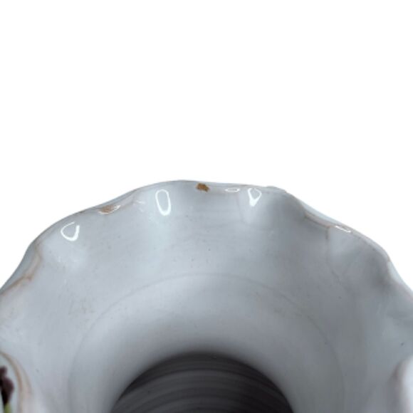 Small Hand Painted Italian Pottery Vase Signed Italy Yellow Green Blue Orange - Picture 6 of 10